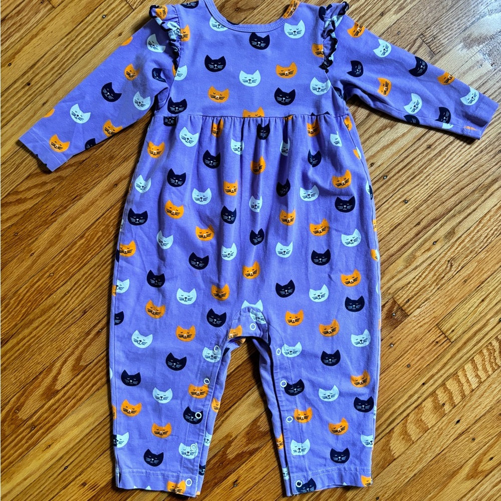 florence eiseman blossom + sprout curious cats romper playsuit longall coverall